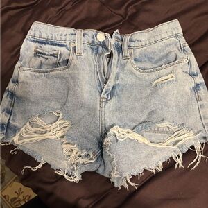 Blank NYC Light Blue Distressed Jean Shorts